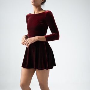 SOLD Burgundy velvet skater dress